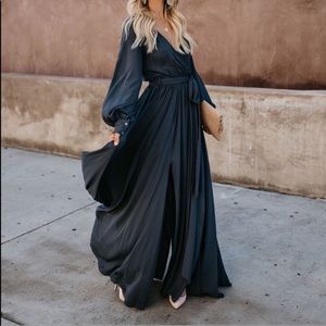 Vici Long Sleeve Diana Maxi Dress - Charcoal